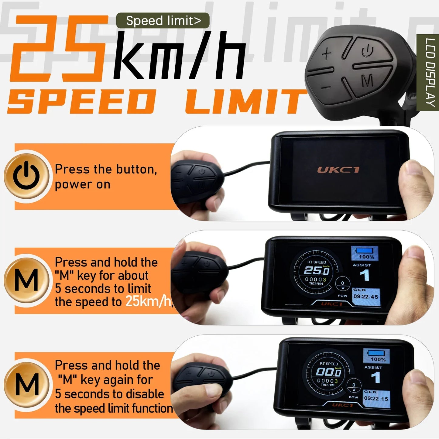 24-72v Display With 15mp/h lock capabilite